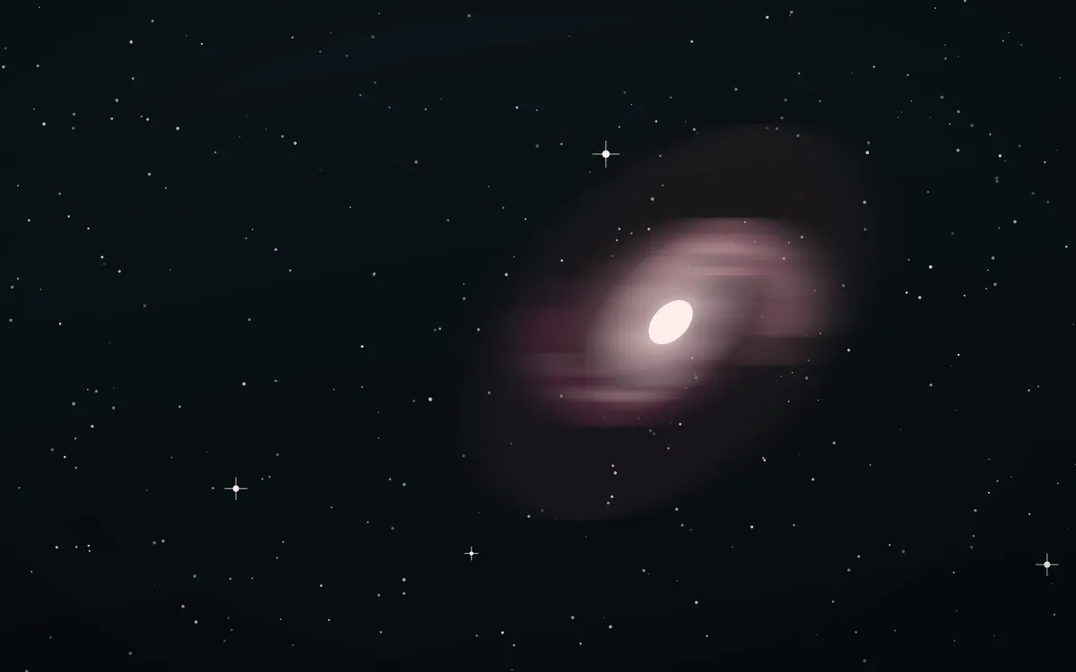 Cassiopeia Veil Spiral — dark black, pink and white galaxy background