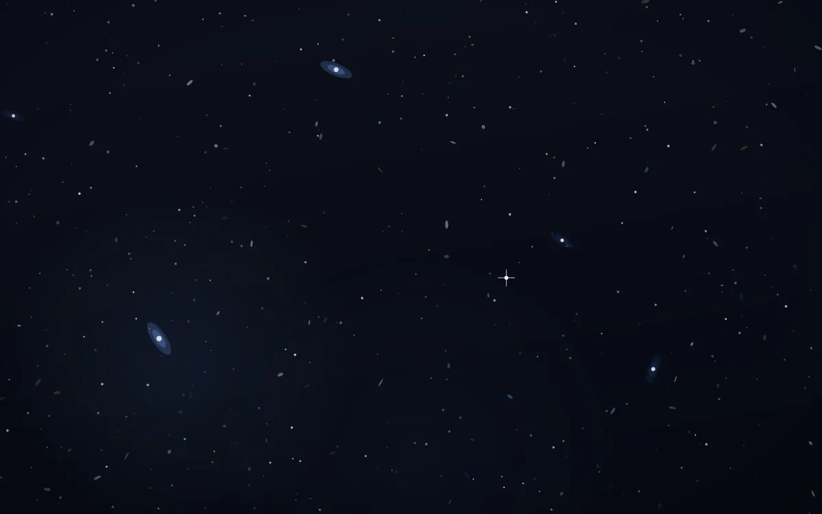 Copper On Cobalt Deep Field — dark black, brown and blue galaxy background
