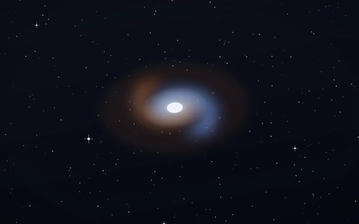 Copper On Cobalt Spiral — dark black, brown and white galaxy background