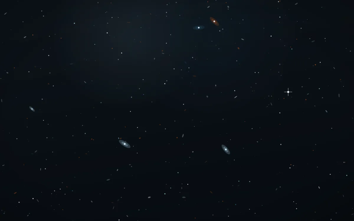 Frostfire Remnant Deep Field — dark black, brown and blue galaxy background