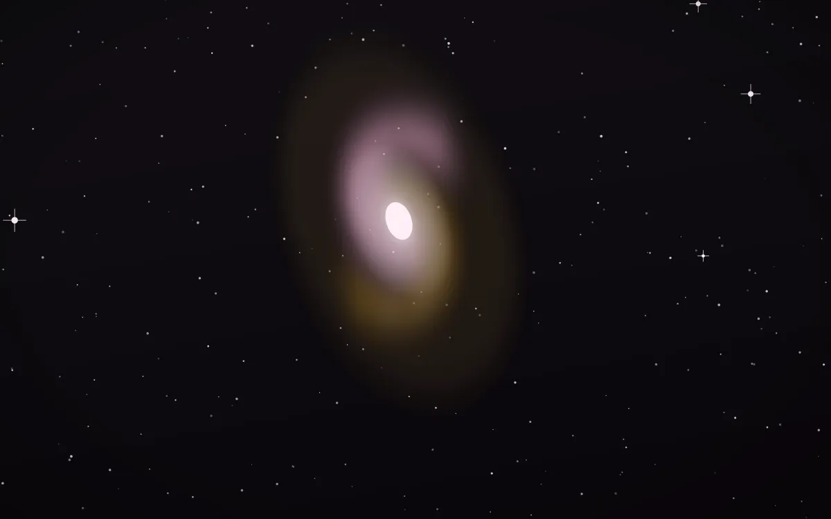 Gilded Fuchsia Spiral — dark black, brown and white galaxy background