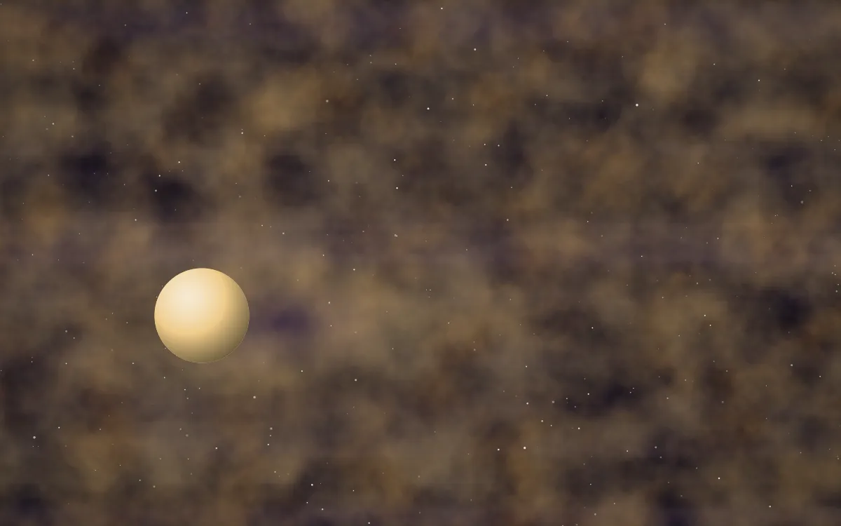Gilded Trifid Planetfall — dark black, brown and orange galaxy background