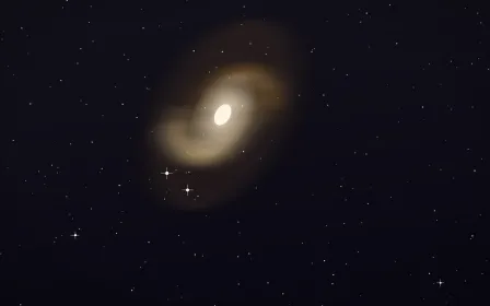 Gilded Trifid Spiral — dark black, brown and white galaxy background