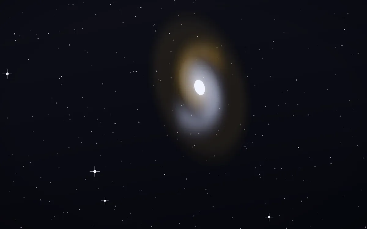 Honey Periwinkle Spiral — dark black, brown and white galaxy background