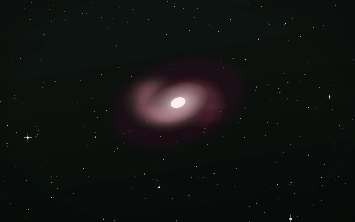 Jade And Garnet Spiral — dark black, pink and white galaxy background