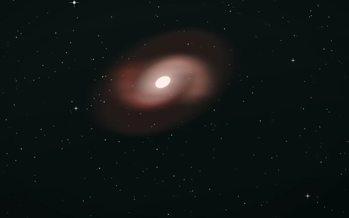 Lagoon Ember II Spiral — dark black, red and white galaxy background