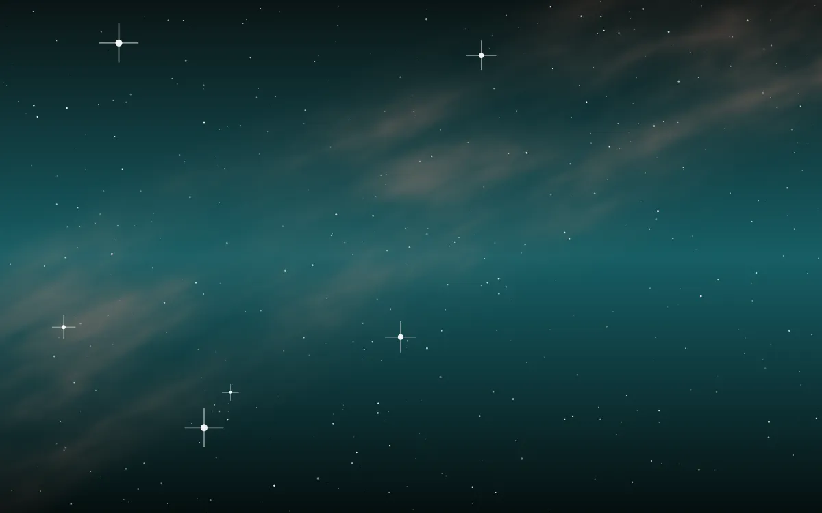 Lagoon Ember II Star Veil — dark black, teal and orange galaxy background