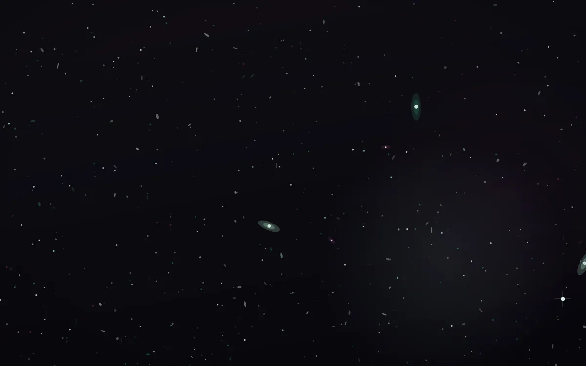 Mint Mulberry Deep Field — dark black and green galaxy background