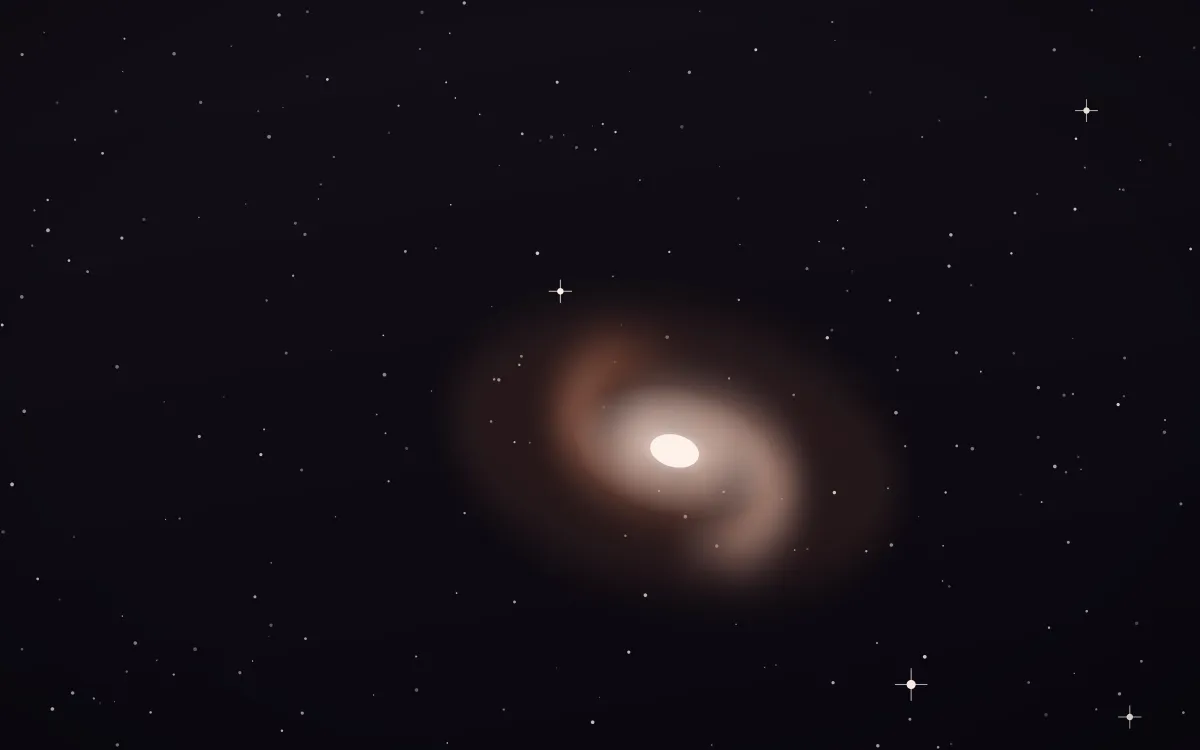 Peach Nightshade Spiral — dark black, orange and white galaxy background