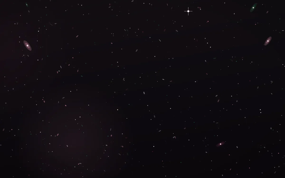 Rosette Spring Deep Field — dark black, green and pink galaxy background