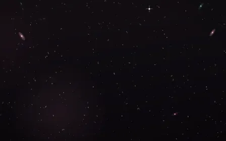 Rosette Spring Deep Field — dark black, green and pink galaxy background