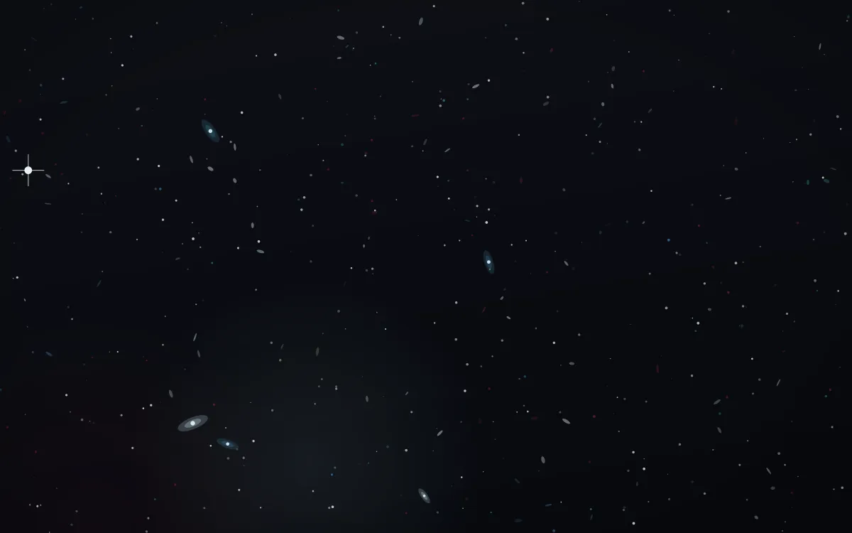 Ruby Glacier Deep Field — dark black and blue galaxy background