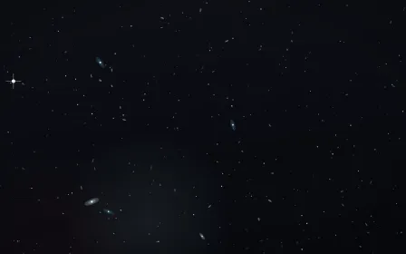 Ruby Glacier Deep Field — dark black and blue galaxy background