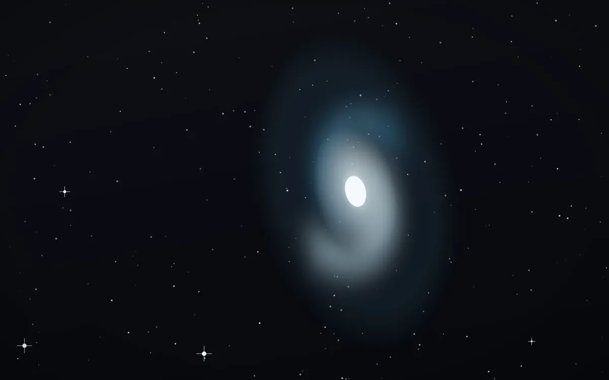 Ruby Glacier Spiral — dark black, blue and white galaxy background