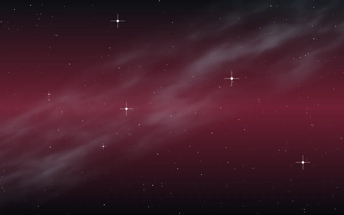 Ruby Glacier Star Veil — dark black, red and blue galaxy background