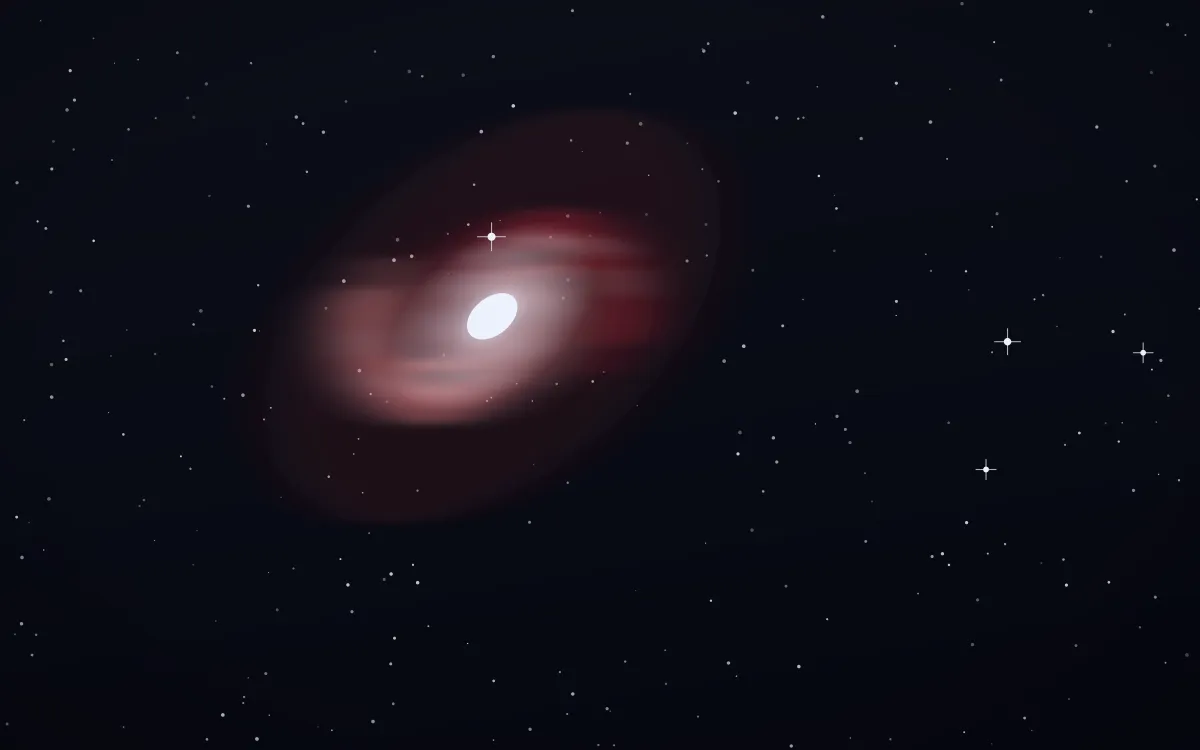 Scarlet Azure Spiral — dark black, red and white galaxy background