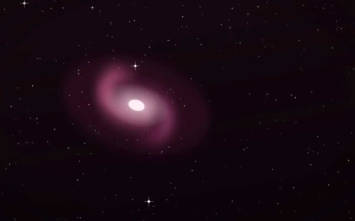 Cerise Loom Spiral — dark black, pink and white galaxy background