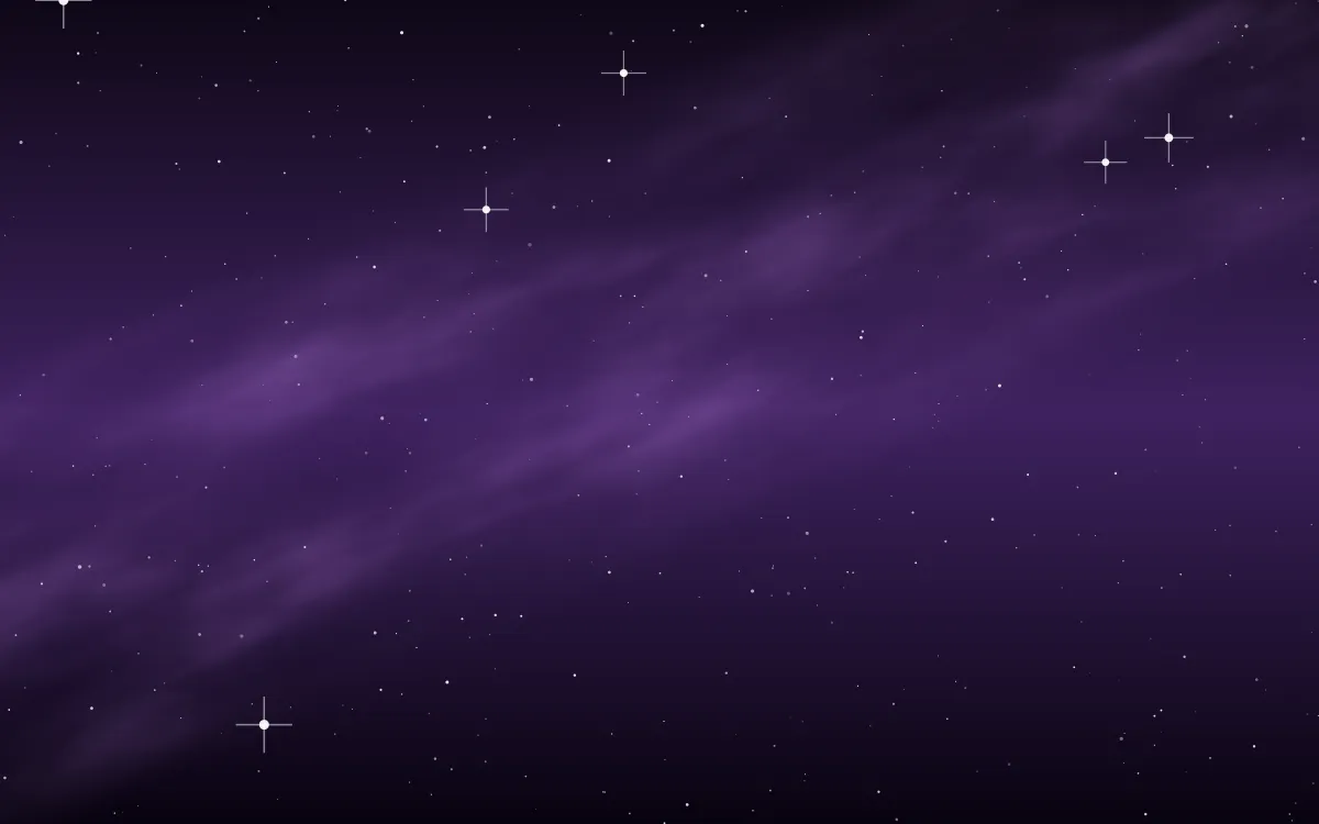 Heliotrope Wake Star Veil — dark black and purple galaxy background