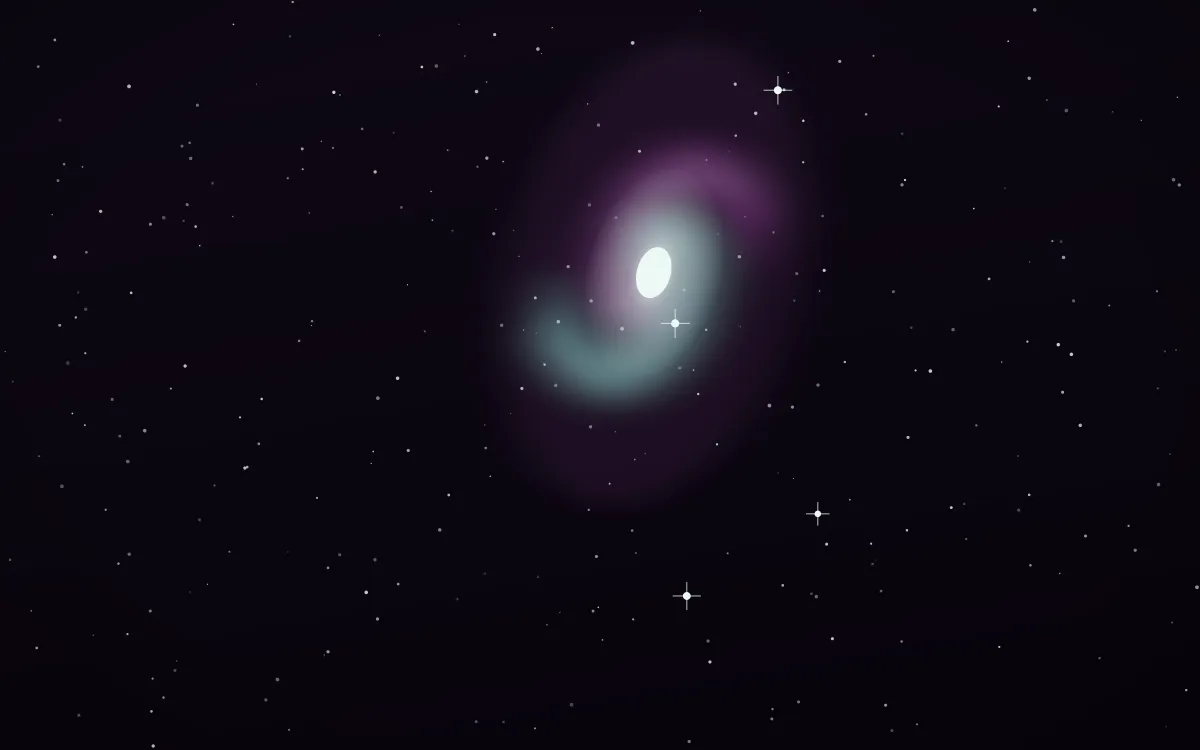 Hubble Orchid Spiral — dark black, pink and white galaxy background