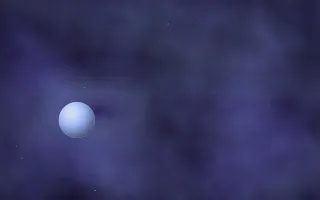 Iris Well Planetfall II — dark black and blue galaxy background, variation II