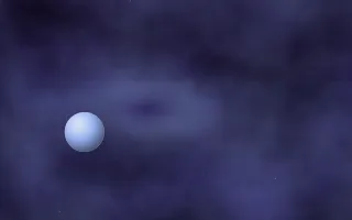 Iris Well Planetfall III — dark black and blue galaxy background, variation III