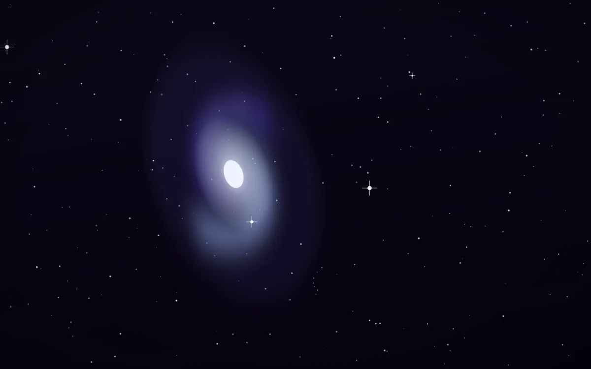 Iris Well Spiral — dark black, blue and white galaxy background