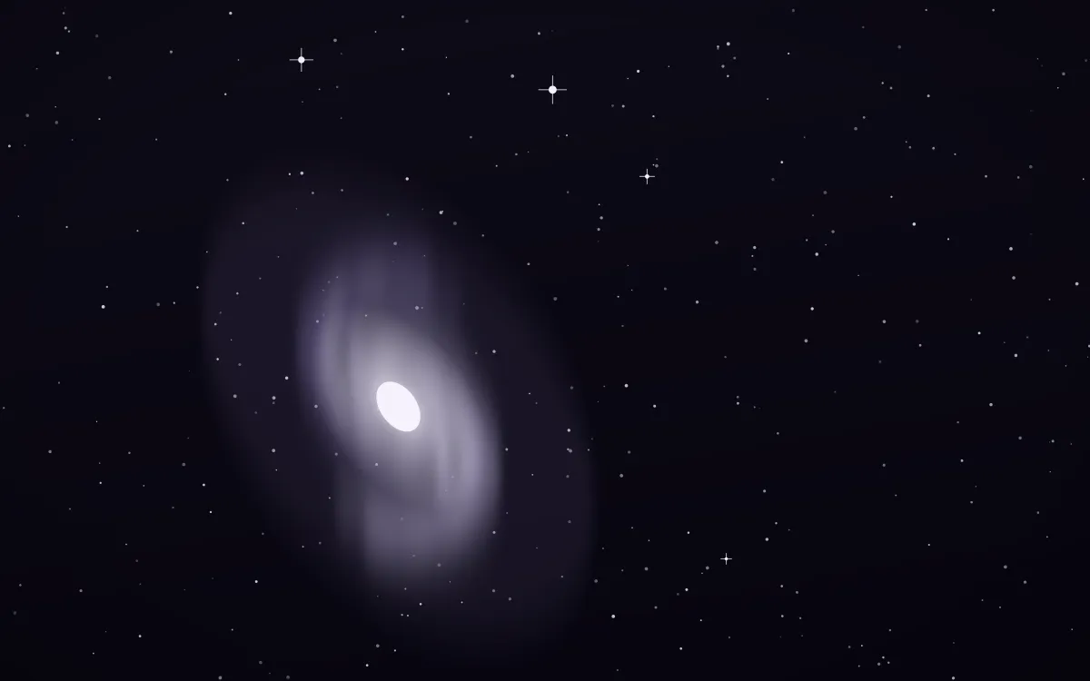 Lavender Shroud Spiral — dark black, blue and white galaxy background