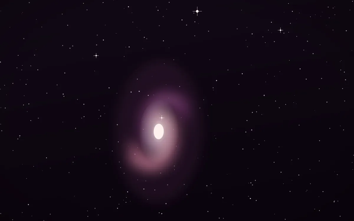 Orchid Ember Spiral — dark black, pink and white galaxy background