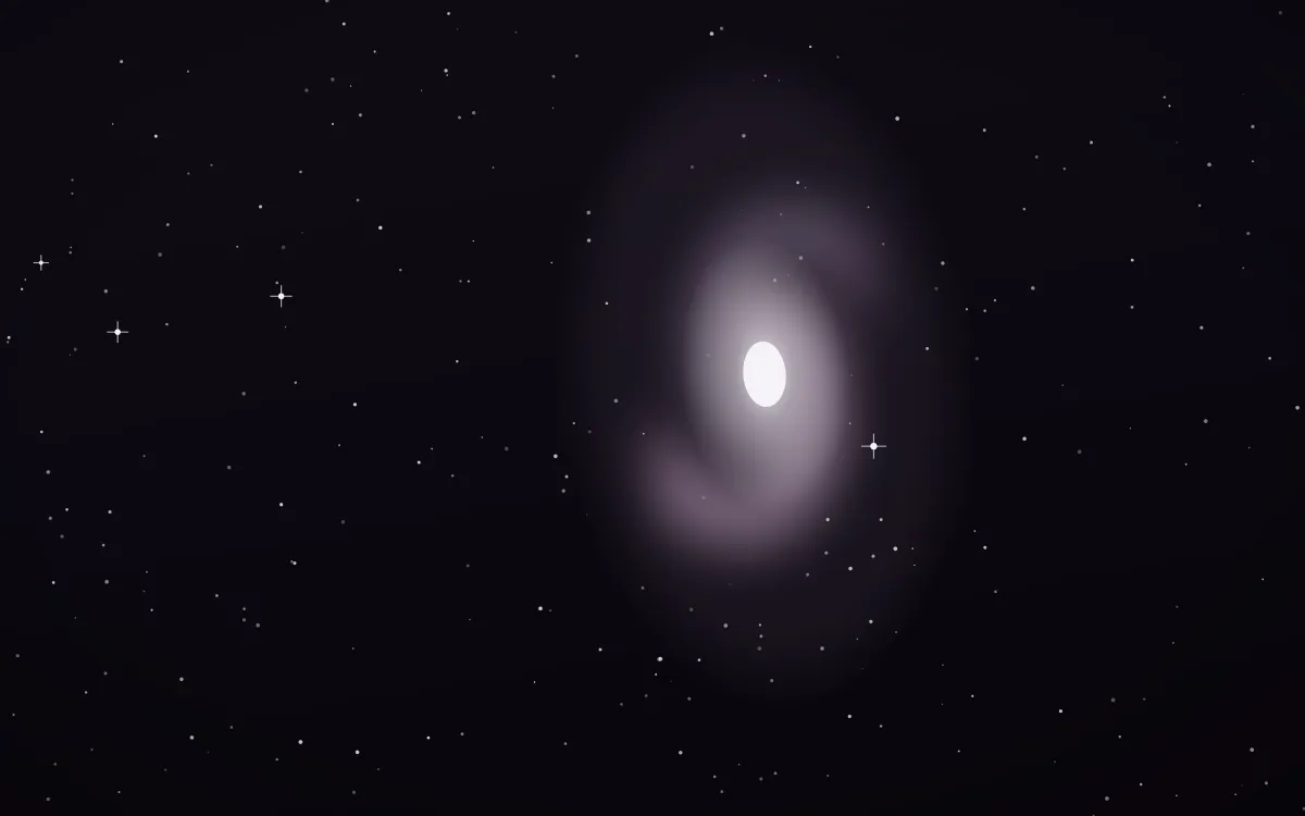 Thistle Glow Spiral — dark black, purple and white galaxy background