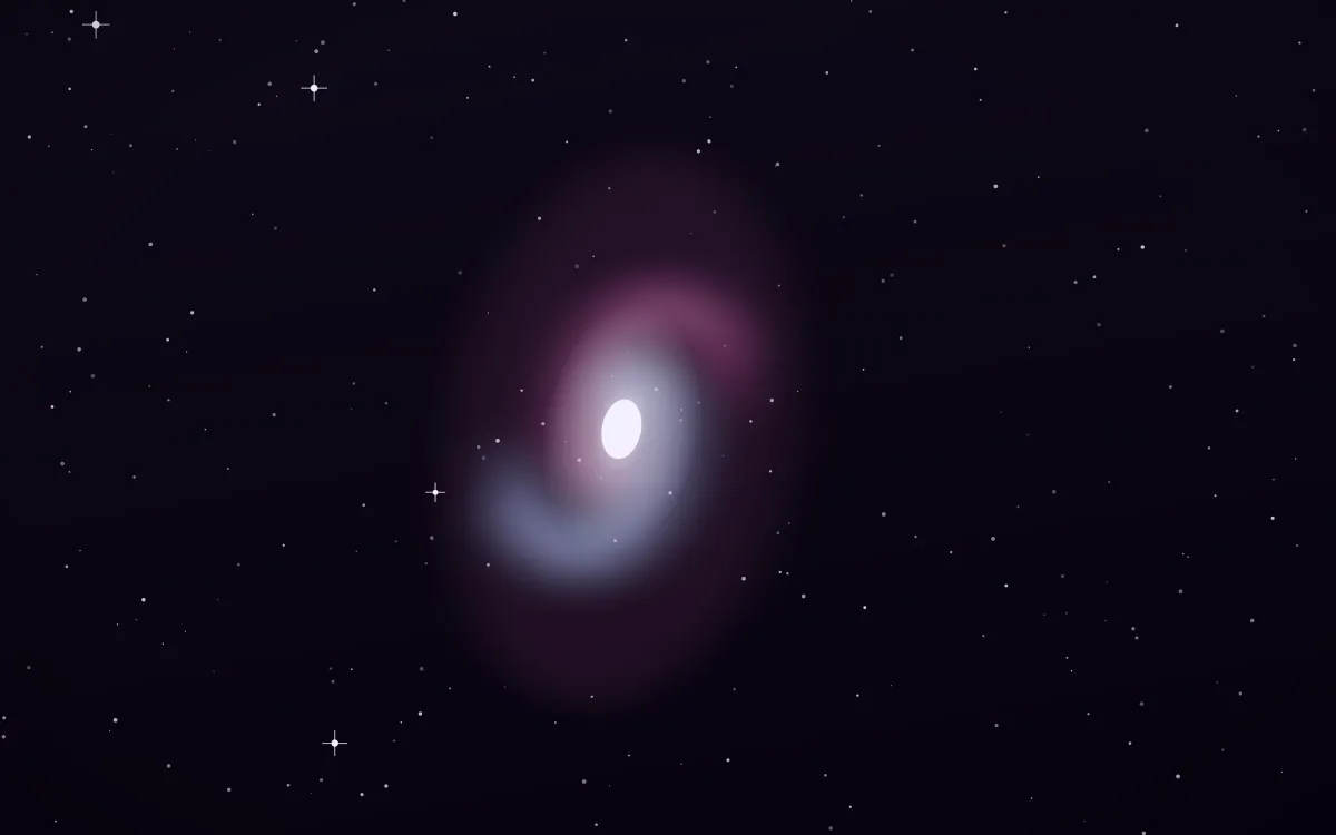 Trifid Bloom Spiral — dark black, pink and white galaxy background