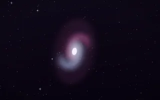 Trifid Bloom Spiral — dark black, pink and white galaxy background