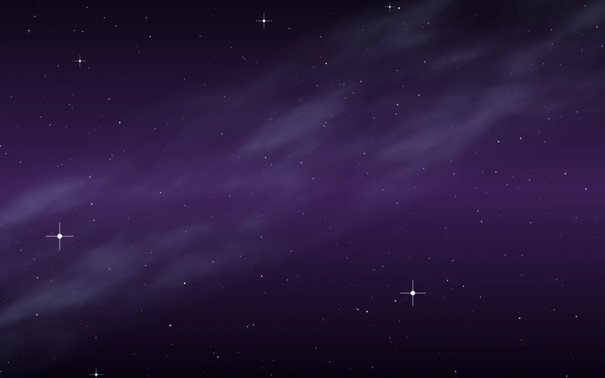 Trifid Bloom Star Veil — dark black, purple and blue galaxy background