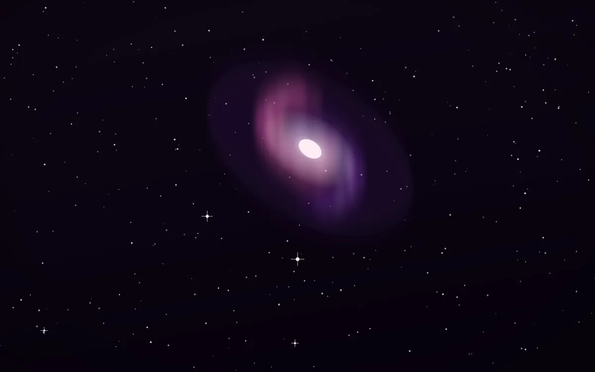 Violet Forge Spiral — dark black, purple and white galaxy background