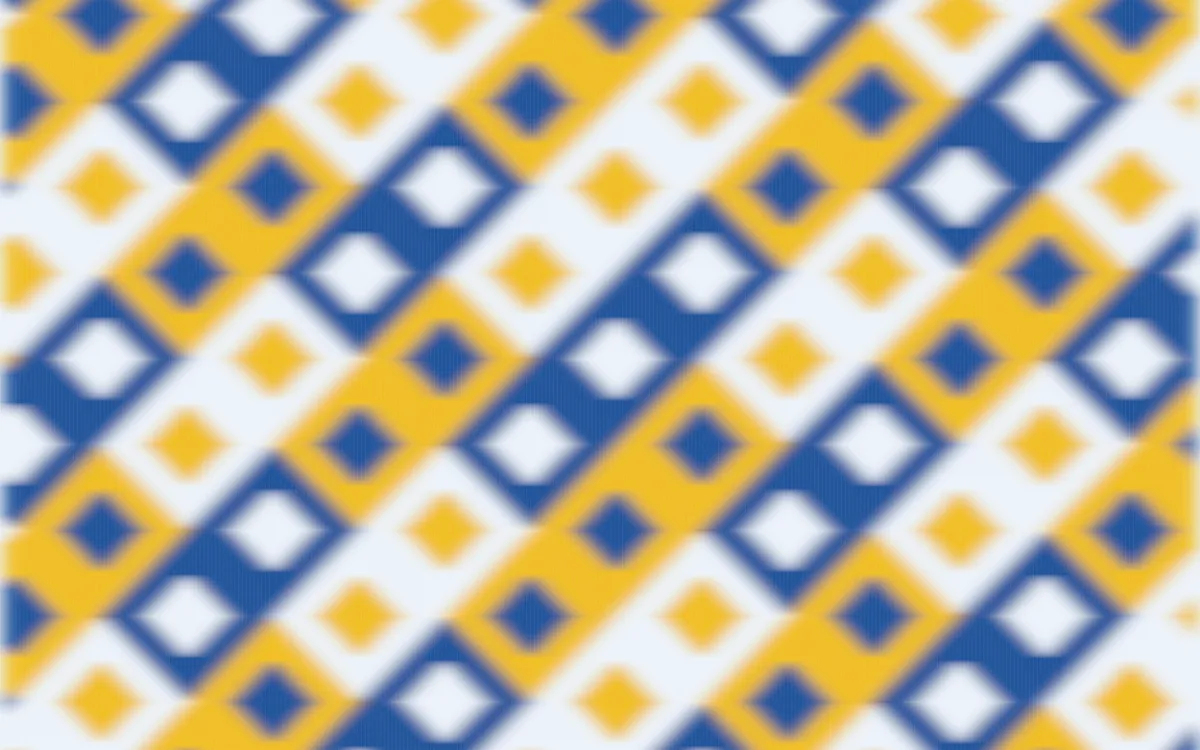 Bahia Blue Ikat Diamonds — colourful blue, gold and white ikat background