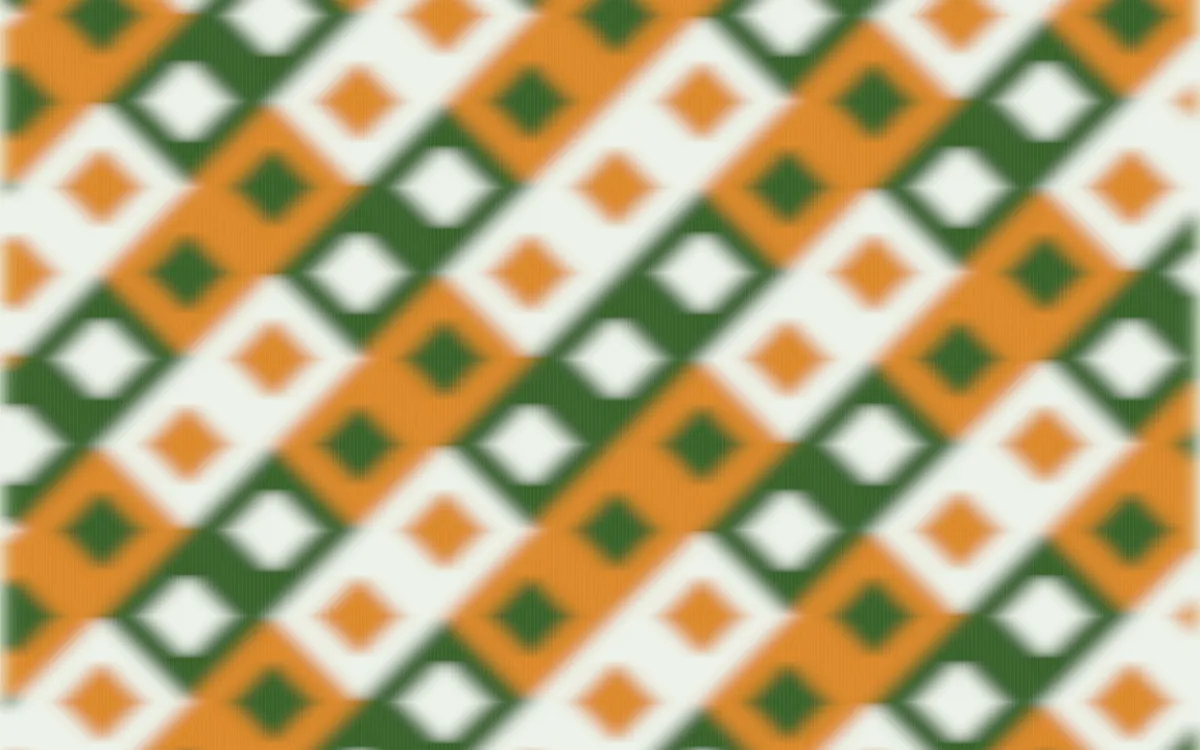 Emerald Isle Ikat Diamonds — colourful green, orange and white ikat background