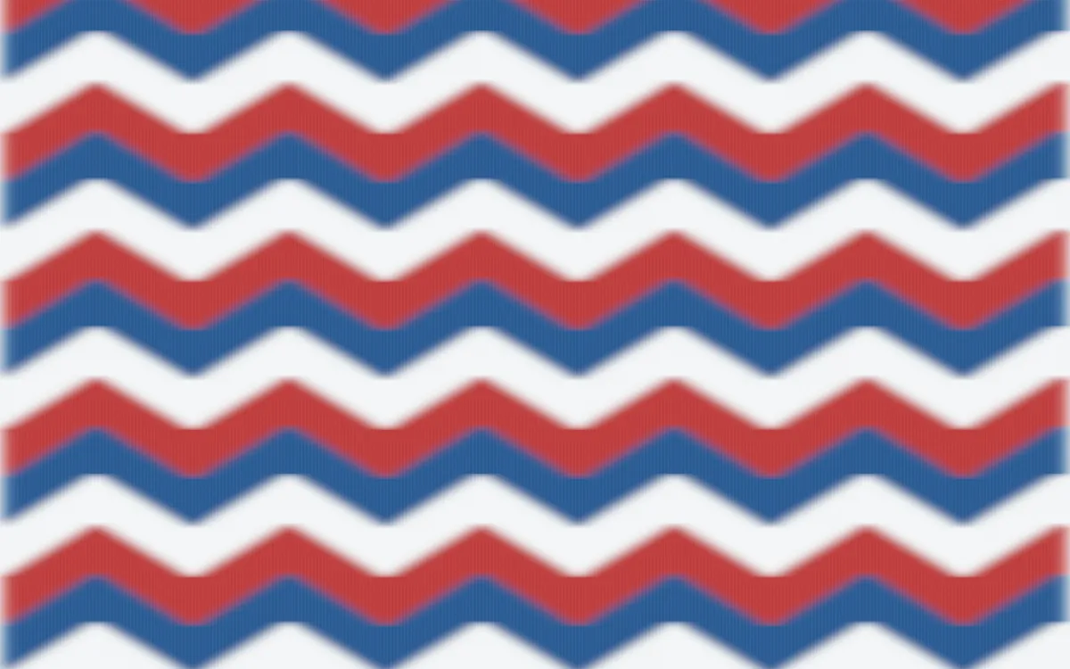 Iznik Blue Ikat Chevron — colourful blue, red and white ikat background