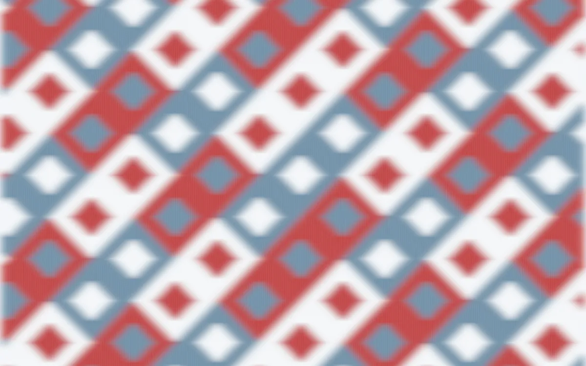 Lapland Snow Ikat Diamonds — colourful blue, red and white ikat background