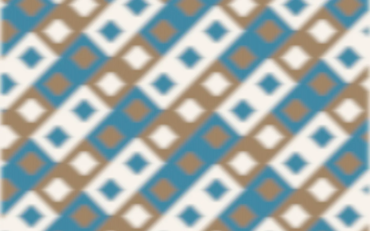 Manila Shell Ikat Diamonds — colourful orange, blue and white ikat background