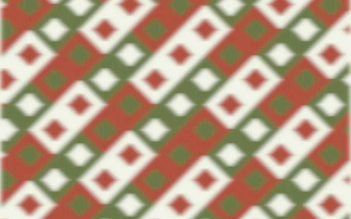Matcha House Ikat Diamonds — colourful green, red and white ikat background