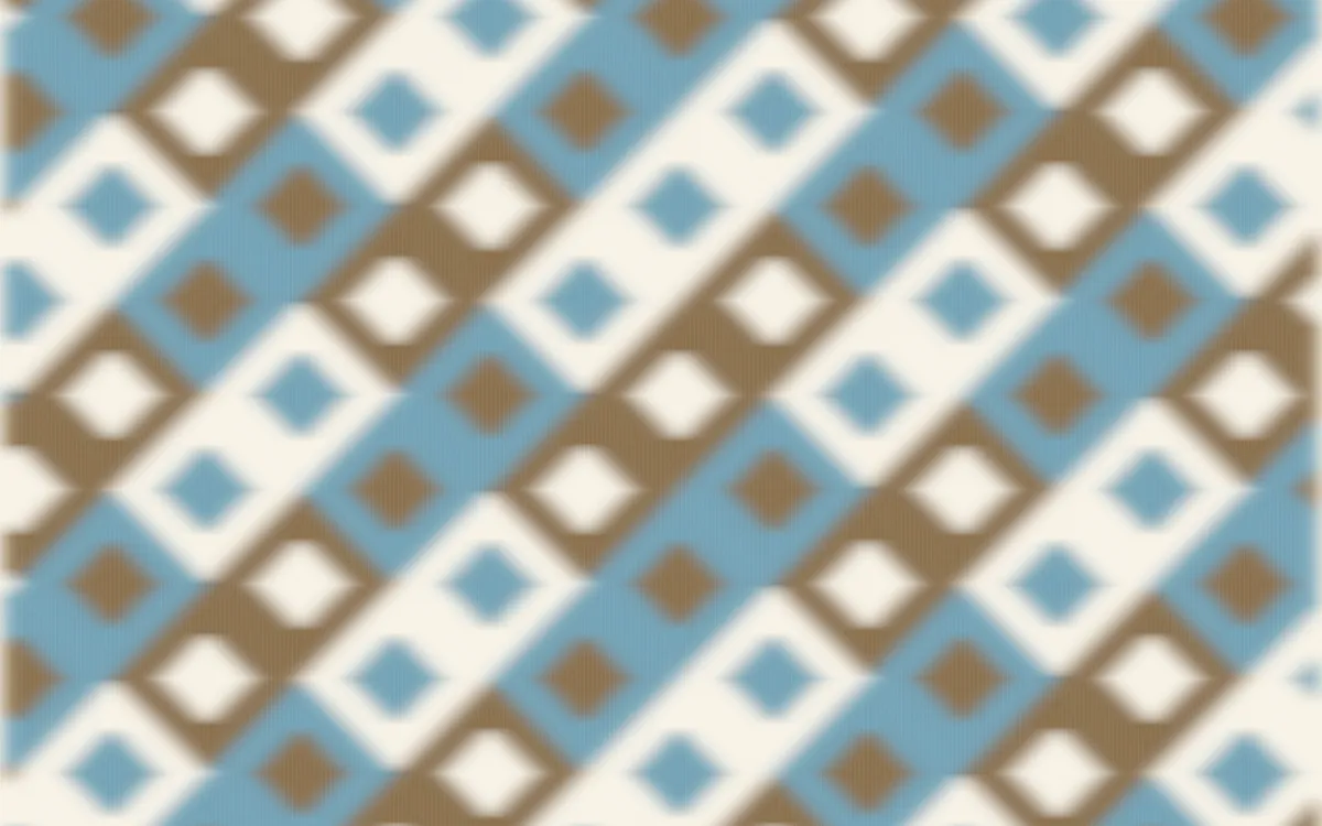 Pampas Cream Ikat Diamonds — colourful orange, blue and beige ikat background