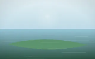 Clear Day Island II — light blue and green island background, variation II