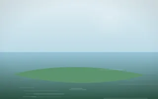 Clear Day Island III — light blue and green island background, variation III