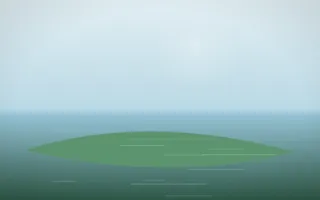 Clear Day Island IX — light blue and green island background, variation IX