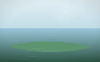 Clear Day Island VI — light blue and green island background, variation VI