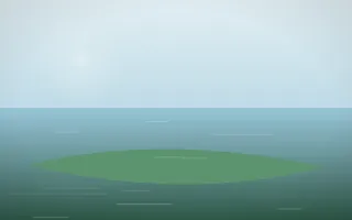 Clear Day Island VII — light blue and green island background, variation VII