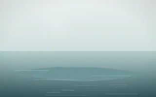 Coastal Mist Island VIII — light white and teal island background, variation VIII