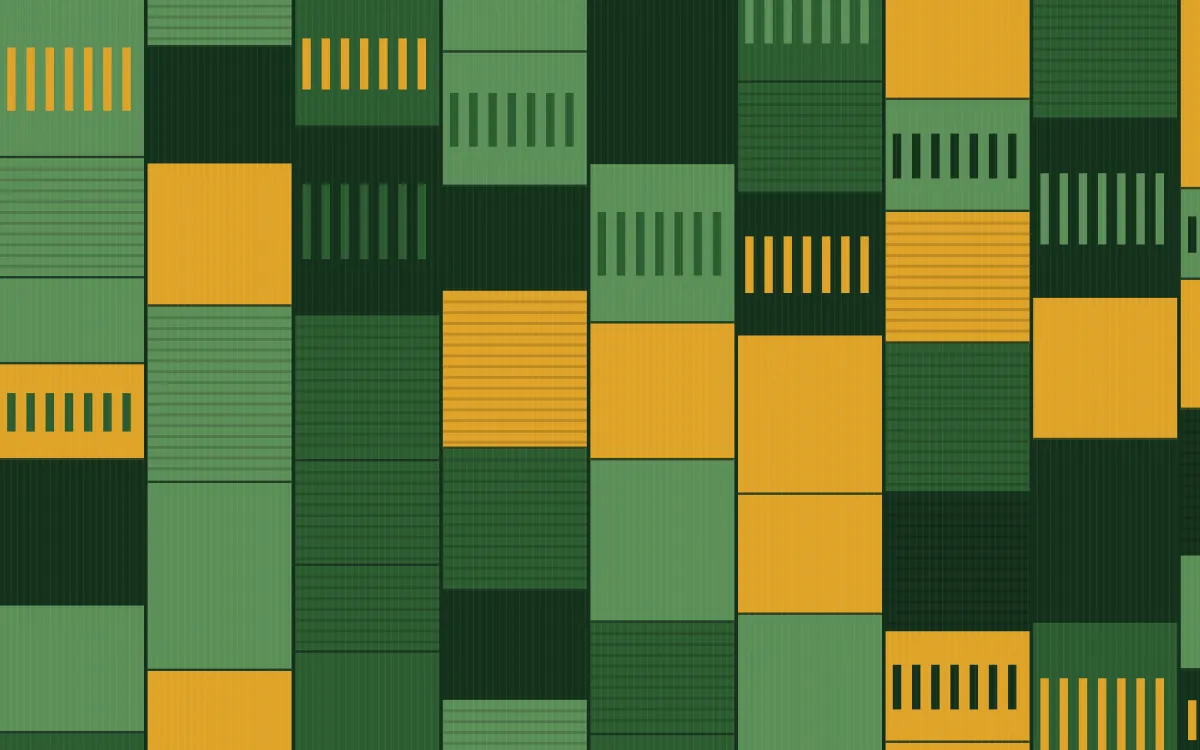 Amazônia Strip Weave — colourful gold and green strip-weave background