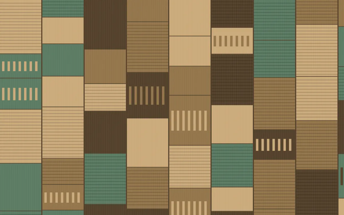 Cotswold Stone Strip Weave — colourful green and orange strip-weave background