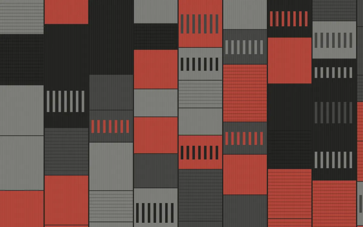 Edo Charcoal Strip Weave — colourful red and grey strip-weave background