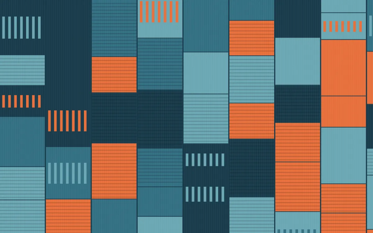 Park Mosaic Strip Weave — colourful orange, blue and teal strip-weave background